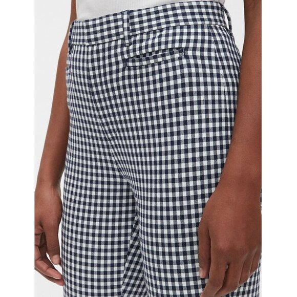 GAP High Rise Gingham Signature Skinny Ankle Pants Navy Blue White Cropped Crop - Picture 3 of 15